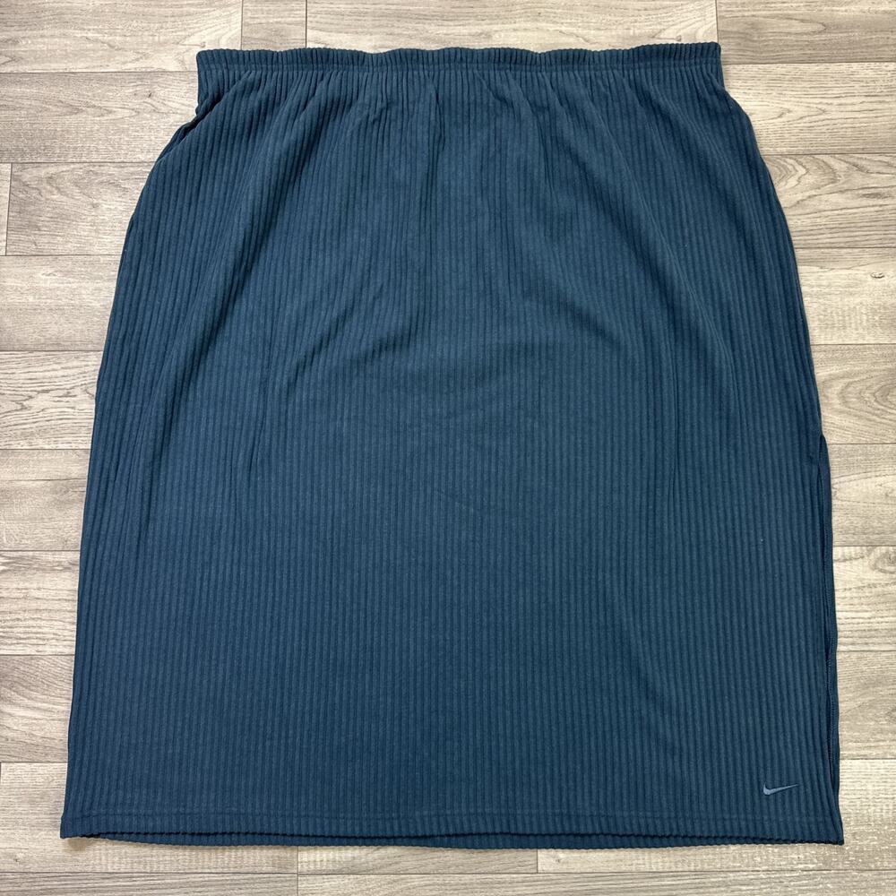Nike Sportswear Chill Rib Slim Midi Skirt Teal Blue sz 3X